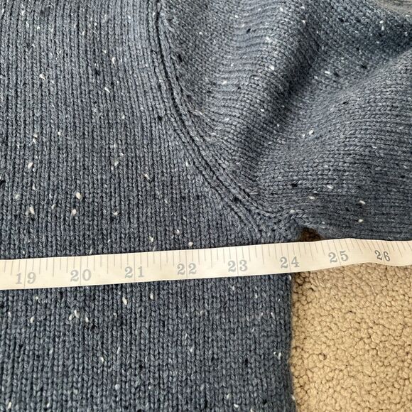 Line of Trade Sweater Mens XL Blue Speckled Donegal Wool Blend Elbow Patches - Picture 4 of 6